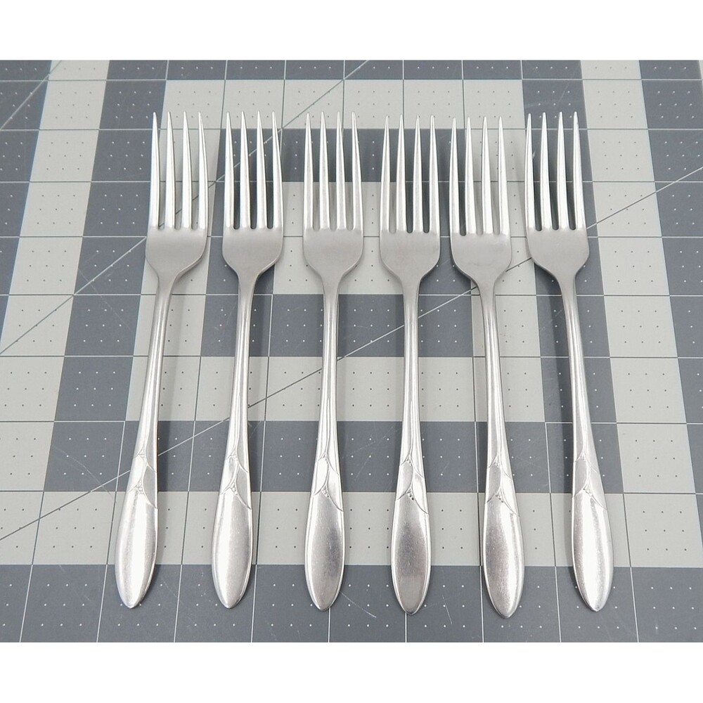 Oneida DEBONAIR Stainless 6 Dinner Forks Oneidacraft Deluxe Flatware 7-1/2 Inch